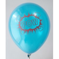 Dark Blue Metallic Pow Design Printed Balloons